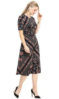 Cocktail Dresses London Times - T4523M Print Jersey A-Line Dress