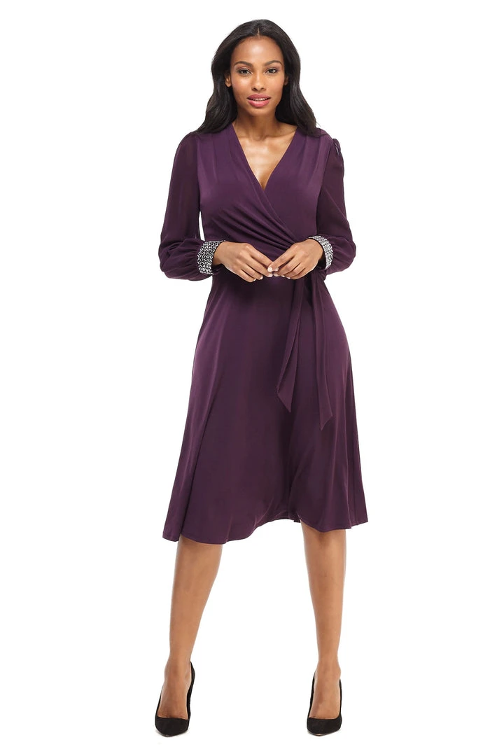 Mother Of The Bride London Times - T4547M V-Neck Long Sleeves A-Line Dress 6 Mother Of The Bride London Times - T4547M V-Neck Long Sleeves A-Line Dress