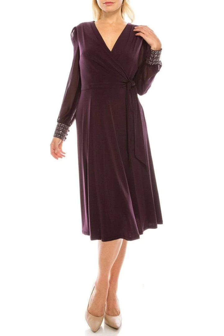 Mother Of The Bride London Times - T4547M V-Neck Long Sleeves A-Line Dress 9 Mother Of The Bride London Times - T4547M V-Neck Long Sleeves A-Line Dress