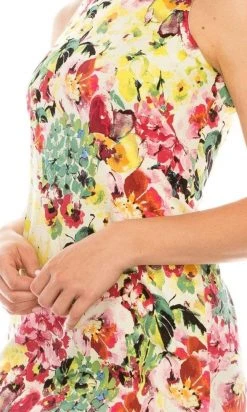 London Times - T4642M Floral Print Sheath Short Dress Cocktail Dresses