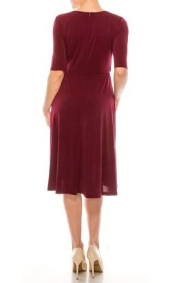 London Times - T4667M Elbow Length Flowy Midi Dress