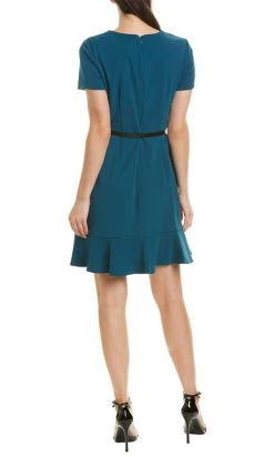 London Times - T4681M Short Sleeve Ruffle Hem Short A-Line Dress Cocktail Dresses