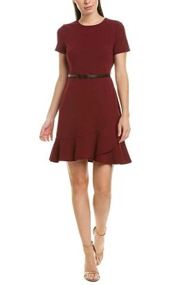 London Times - T4681M Short Sleeve Ruffle Hem Short A-Line Dress Cocktail Dresses