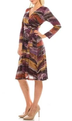 London Times - T4685M Long Sleeves Printed Wrap Dress 18 London Times - T4685M Long Sleeves Printed Wrap Dress
