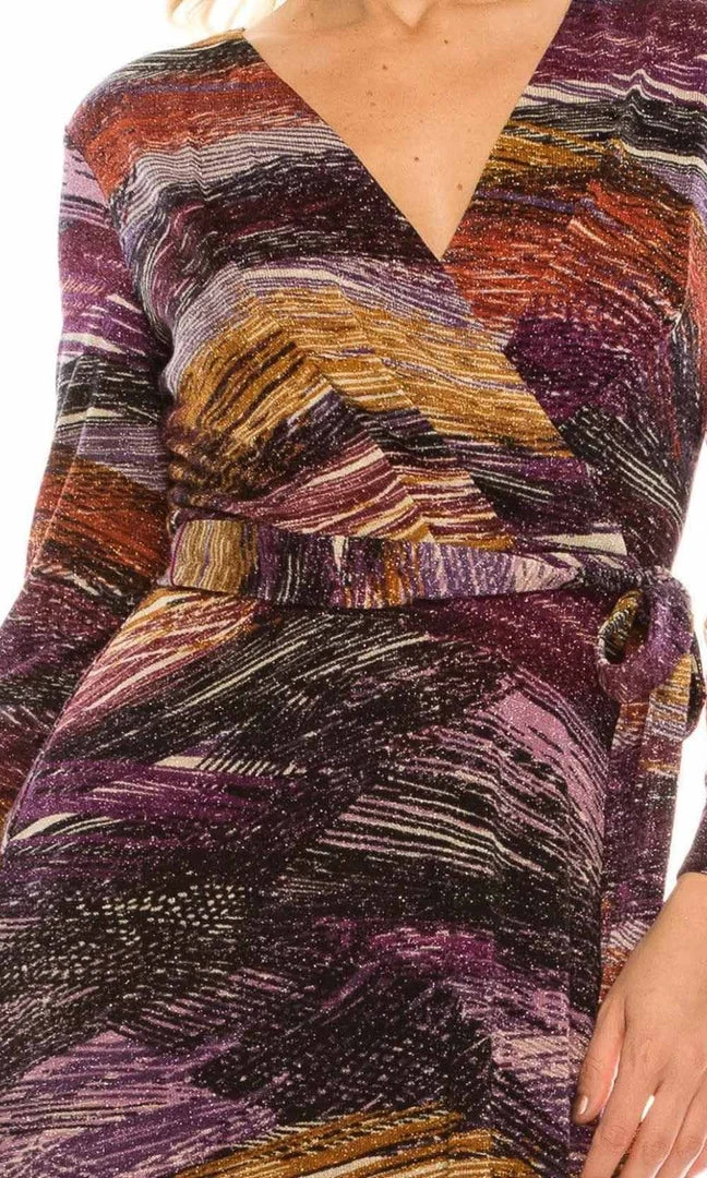 London Times - T4685M Long Sleeves Printed Wrap Dress 10 London Times - T4685M Long Sleeves Printed Wrap Dress