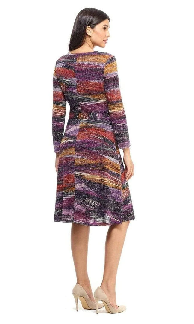 London Times - T4685M Long Sleeves Printed Wrap Dress 4 London Times - T4685M Long Sleeves Printed Wrap Dress