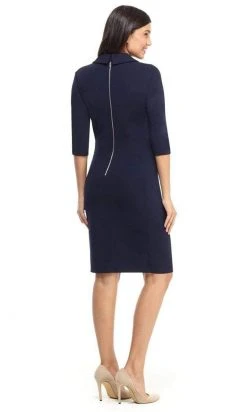 Cocktail Dresses London Times - T4703M Collared Wrap Style Sheath Dress