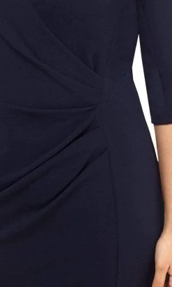 Cocktail Dresses London Times - T4703M Collared Wrap Style Sheath Dress