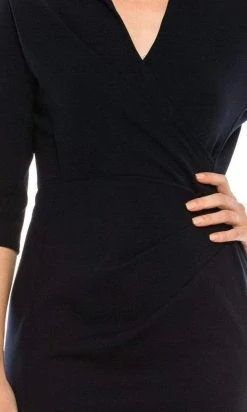 Cocktail Dresses London Times - T4703M Collared Wrap Style Sheath Dress