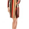 London Times - T4797M Long Sleeve Multi-Color Striped Shift Dress 1 London Times - T4797M Long Sleeve Multi-Color Striped Shift Dress