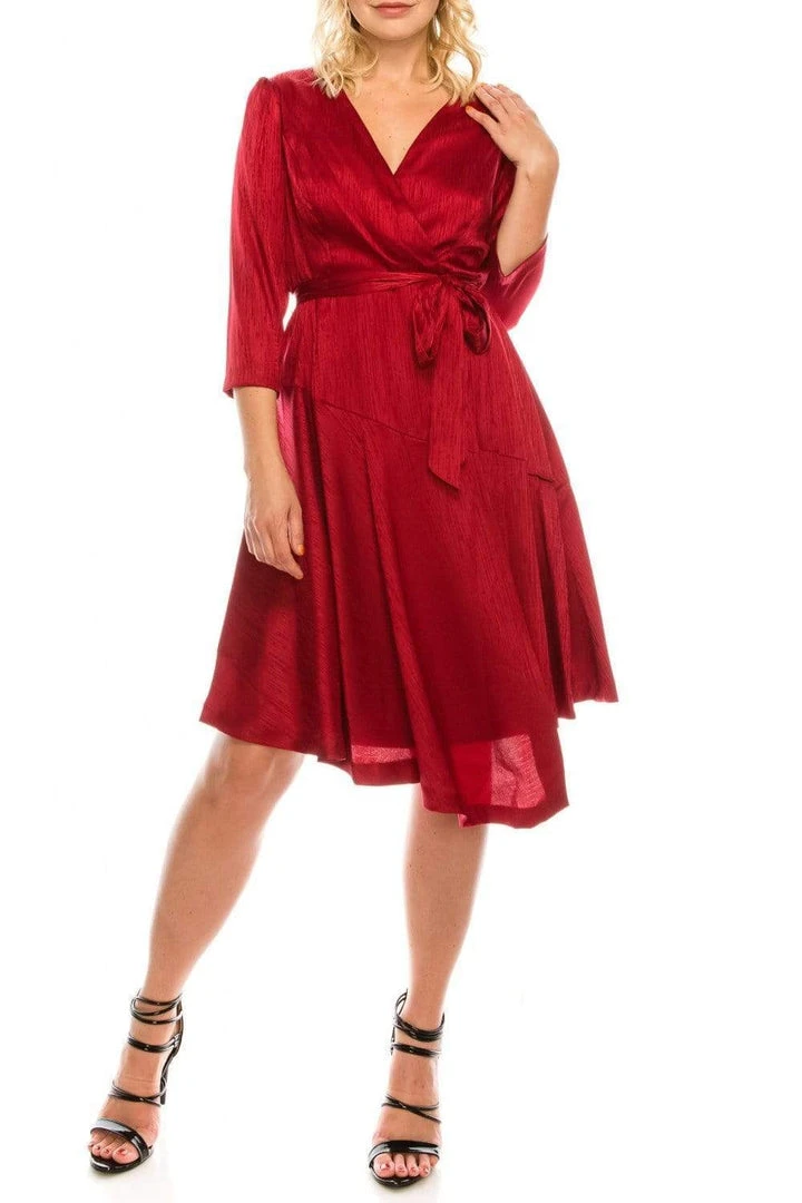 Cocktail Dresses London Times - T4839M Three Quarter Sleeve Twill Faux Wrap Dress 9 Cocktail Dresses London Times - T4839M Three Quarter Sleeve Twill Faux Wrap Dress