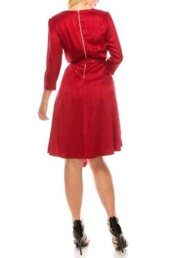 Cocktail Dresses London Times - T4839M Three Quarter Sleeve Twill Faux Wrap Dress 21 Cocktail Dresses London Times - T4839M Three Quarter Sleeve Twill Faux Wrap Dress