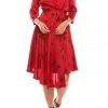 Cocktail Dresses London Times - T4839M Three Quarter Sleeve Twill Faux Wrap Dress