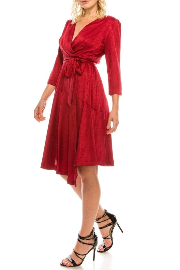 Cocktail Dresses London Times - T4839M Three Quarter Sleeve Twill Faux Wrap Dress 11 Cocktail Dresses London Times - T4839M Three Quarter Sleeve Twill Faux Wrap Dress