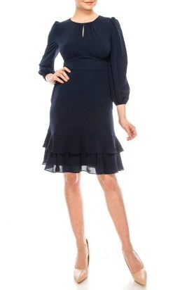 London Times - T4848M Bishop Sleeve Empire Short Dress Cocktail Dresses