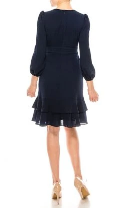 London Times - T4848M Bishop Sleeve Empire Short Dress Cocktail Dresses