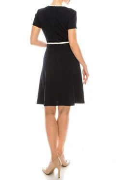 Cocktail Dresses London Times - T4896M Three Quarter Sleeve Twill Faux Wrap Dress