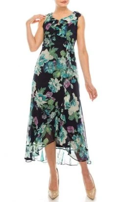 Cocktail Dresses London Times - T4899M Sleeveless Flowy Floral Dress