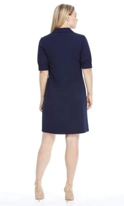 London Times - T4939M Collared Button Down Stretch Crepe Dress Cocktail Dresses