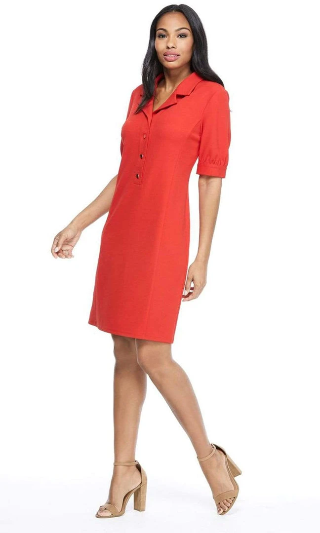 London Times - T4939M Collared Button Down Stretch Crepe Dress Cocktail Dresses 10 London Times - T4939M Collared Button Down Stretch Crepe Dress Cocktail Dresses