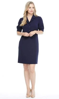 London Times - T4939M Collared Button Down Stretch Crepe Dress Cocktail Dresses 14 London Times - T4939M Collared Button Down Stretch Crepe Dress Cocktail Dresses
