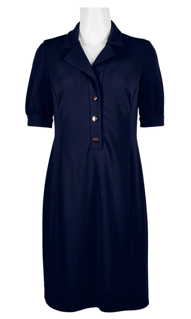 London Times - T4939M Collared Button Down Stretch Crepe Dress Cocktail Dresses 6 London Times - T4939M Collared Button Down Stretch Crepe Dress Cocktail Dresses