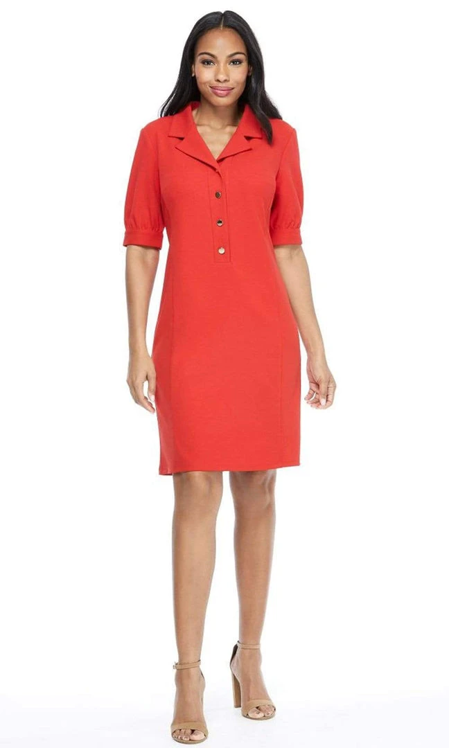 London Times - T4939M Collared Button Down Stretch Crepe Dress Cocktail Dresses 8 London Times - T4939M Collared Button Down Stretch Crepe Dress Cocktail Dresses