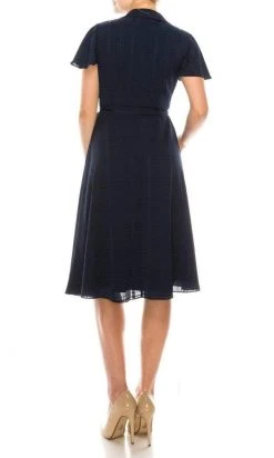 Cocktail Dresses London Times - T4975M Collared Button Up Short Sleeve Shirt Dress