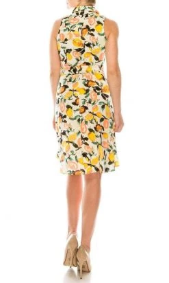 London Times - T4990M Sleeveless Printed Collared Dress Cocktail Dresses