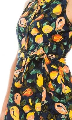 London Times - T4990M Sleeveless Printed Collared Dress Cocktail Dresses