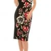 London Times - T5088M Painted Floral Print Knee Length Sheath Dress