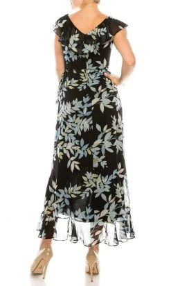 London Times - T5228M V Neck Floral Printed Maxi Dress