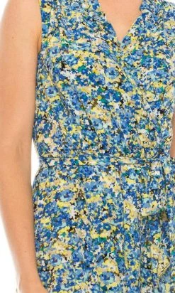London Times - T5325M V Neck Floral A-Line Dress
