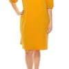 Plus Size Dresses London Times - T5376W Elbow Length Midi Crepe Dress