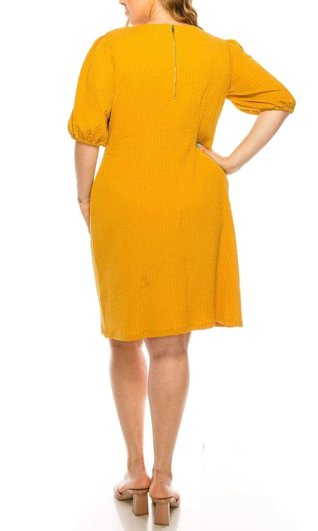 Plus Size Dresses London Times - T5376W Elbow Length Midi Crepe Dress 4 Plus Size Dresses London Times - T5376W Elbow Length Midi Crepe Dress