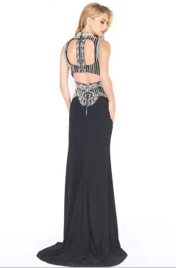 Mac Duggal - 12026R Pearl Ornate High Halter Sheath Gown Formal Gowns