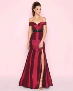 Mac Duggal - 12036L Folded Off Shoulder Taffeta Trumpet Gown