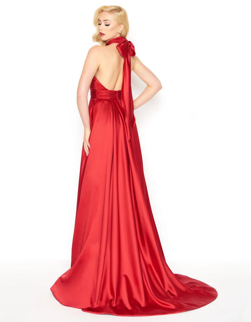 Mac Duggal - 12089R High Halter A-Line Gown With Slit 4 Mac Duggal - 12089R High Halter A-Line Gown With Slit