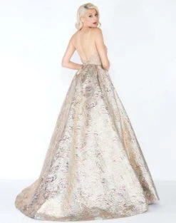 Formal Gowns Mac Duggal - 2010M Gilded Deep V-neck Metallic Brocade Ballgown 5 Formal Gowns Mac Duggal - 2010M Gilded Deep V-neck Metallic Brocade Ballgown