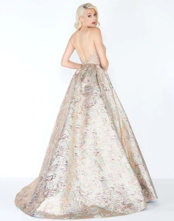 Formal Gowns Mac Duggal - 2010M Gilded Deep V-neck Metallic Brocade Ballgown 4 Formal Gowns Mac Duggal - 2010M Gilded Deep V-neck Metallic Brocade Ballgown