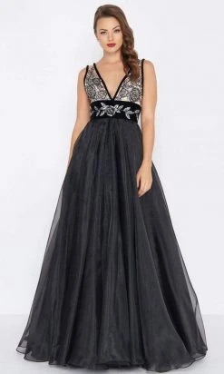 Mac Duggal - 2035R Illusion Metallic Embroidered Ballgown Formal Gowns