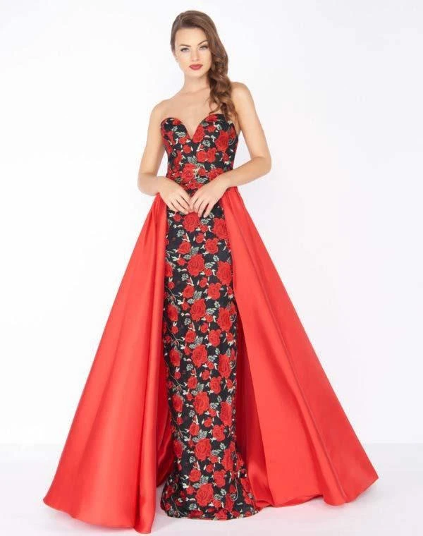 Mac Duggal - 2037R Floral Embroidered Sweetheart Dress With Overskirt Formal Gowns 3 Mac Duggal - 2037R Floral Embroidered Sweetheart Dress With Overskirt Formal Gowns