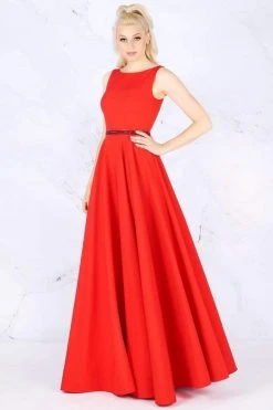 Formal Gowns Mac Duggal - 25608L Sleeveless Bateau Crepe A-Line Gown