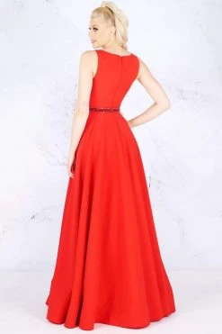 Formal Gowns Mac Duggal - 25608L Sleeveless Bateau Crepe A-Line Gown