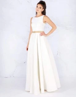 Formal Gowns Mac Duggal - 25608L Sleeveless Bateau Crepe A-Line Gown