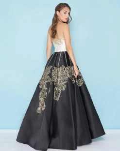 Mac Duggal - 40737H Floral Appliqued Strapless Ballgown Formal Gowns 5 Mac Duggal - 40737H Floral Appliqued Strapless Ballgown Formal Gowns