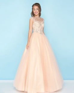 Mac Duggal - 40750H Ornate Illusion Cap Sleeve Cutout Ballgown Formal Gowns