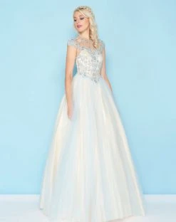 Mac Duggal - 40750H Ornate Illusion Cap Sleeve Cutout Ballgown Formal Gowns