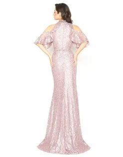 Mac Duggal - 40877R Lace Applique Cold Shoulder Evening Dress