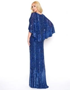 Mac Duggal - 4611D Caped V-Neck Evening Gown